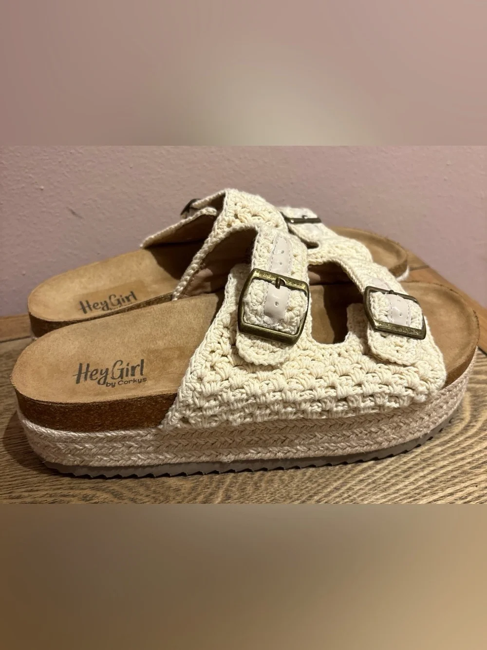 Corkys Hey Girl No Filter Espadrille Platform   Crochet Sandals Women’s Sz 10